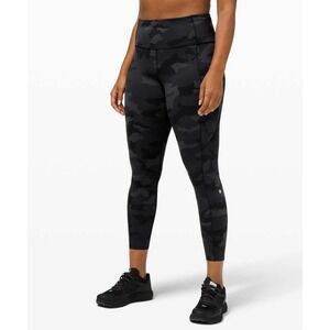 Lululemon Womens Fast and Free Tight II Heritage 365 Deep Coal Camo SZ 2 LW5BXRS